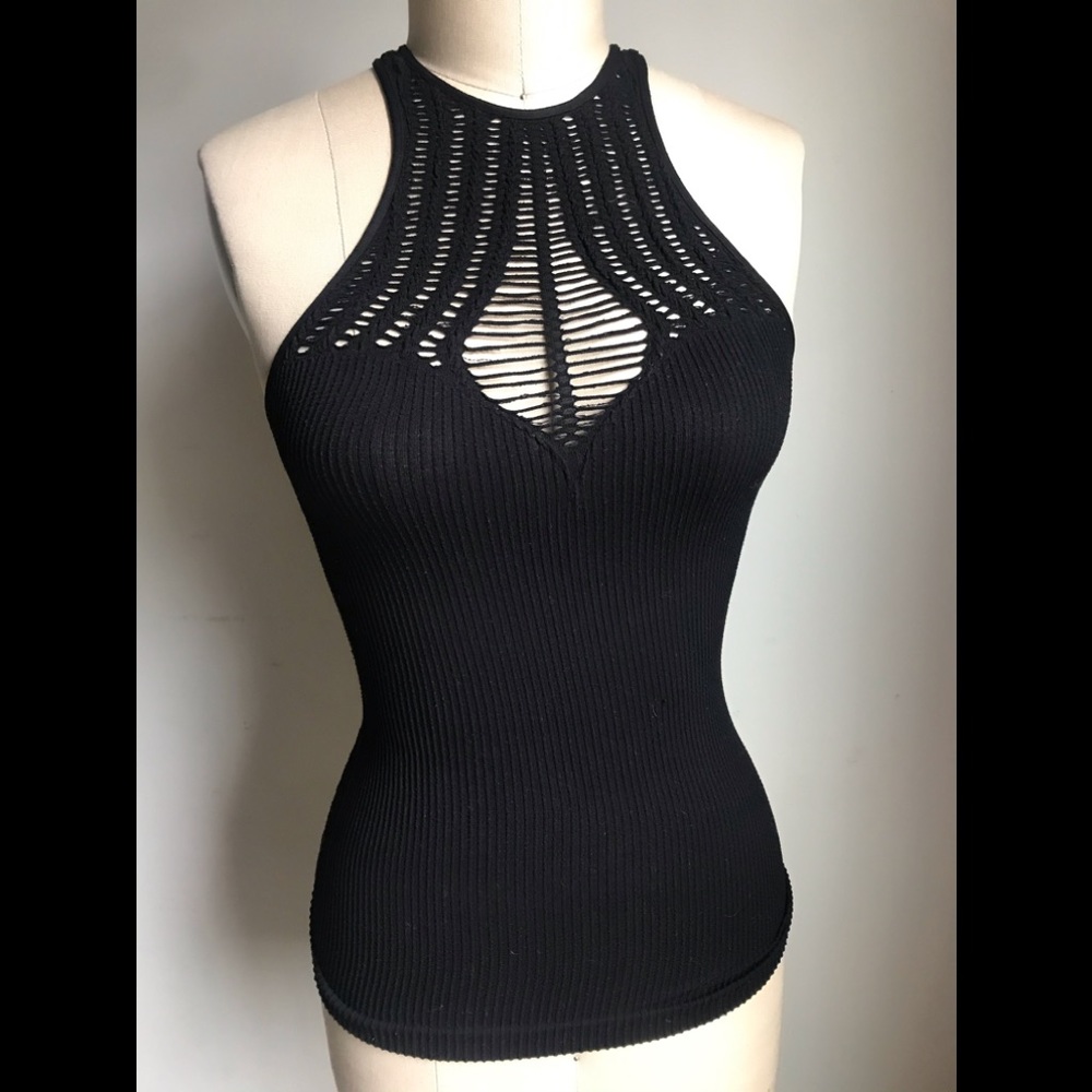 Sexy black knit tank top